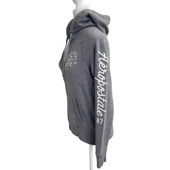 Aeropostale  Y2K Women's Full-Zip Hoodie Size Small Gray & White - Picture 2 of 8